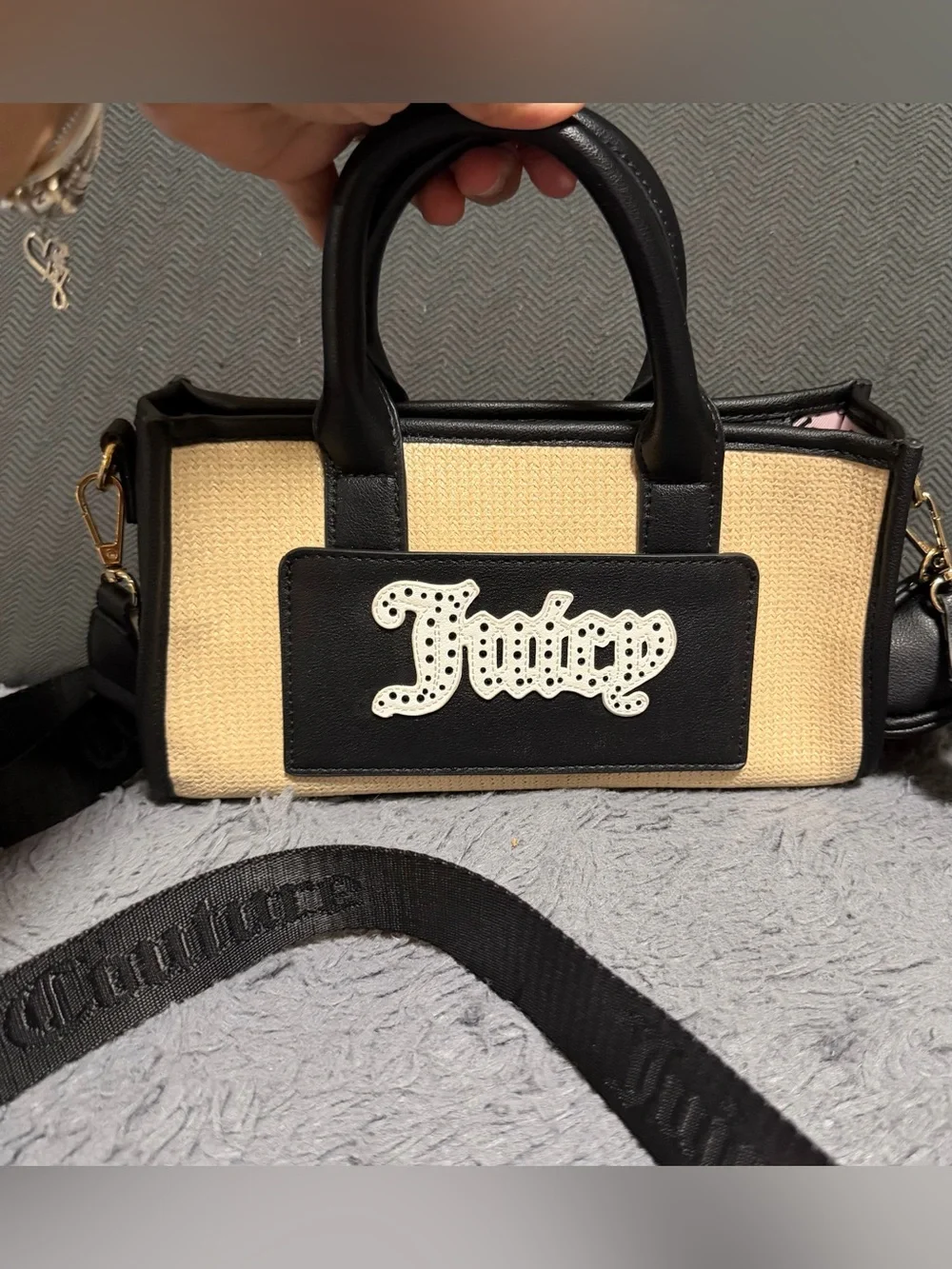 Juicy Couture Mini Tote Natural/Liquorice Crossbody Bag